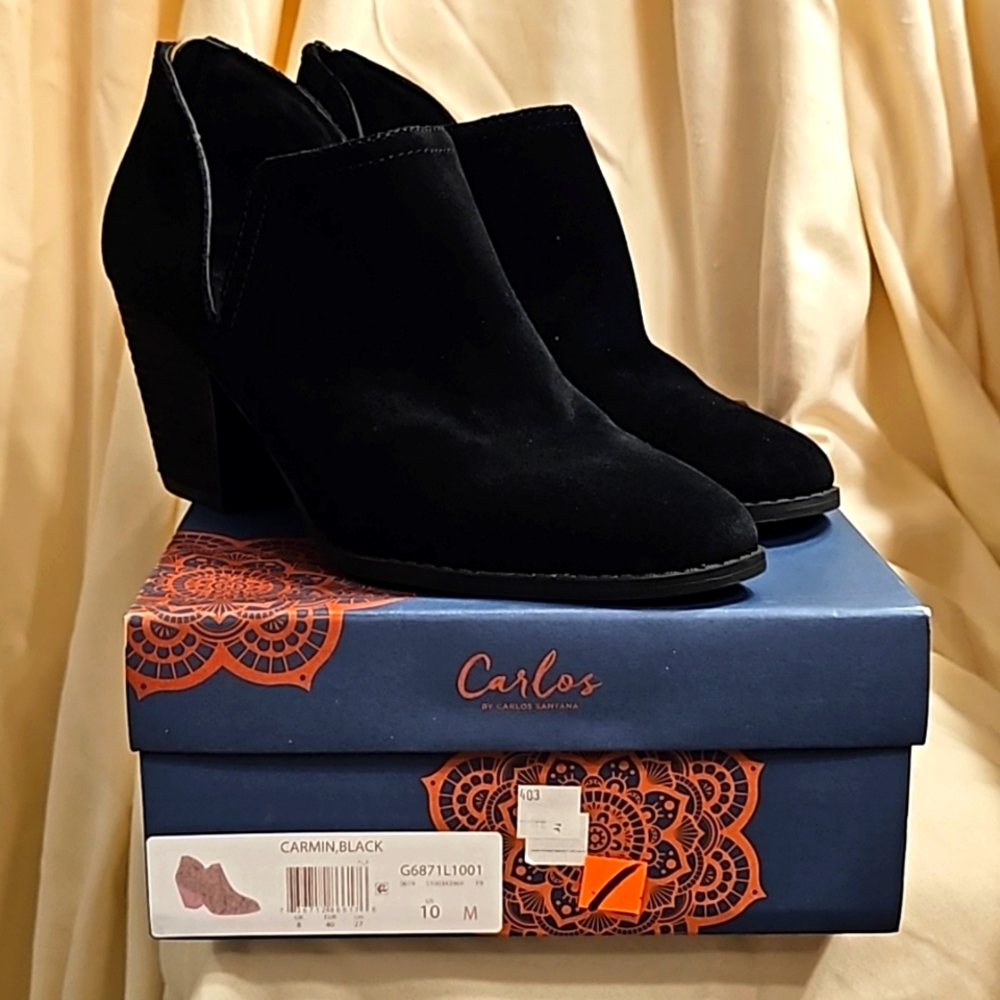 EUC Worn once Carlos Carmin Black booties sz 10